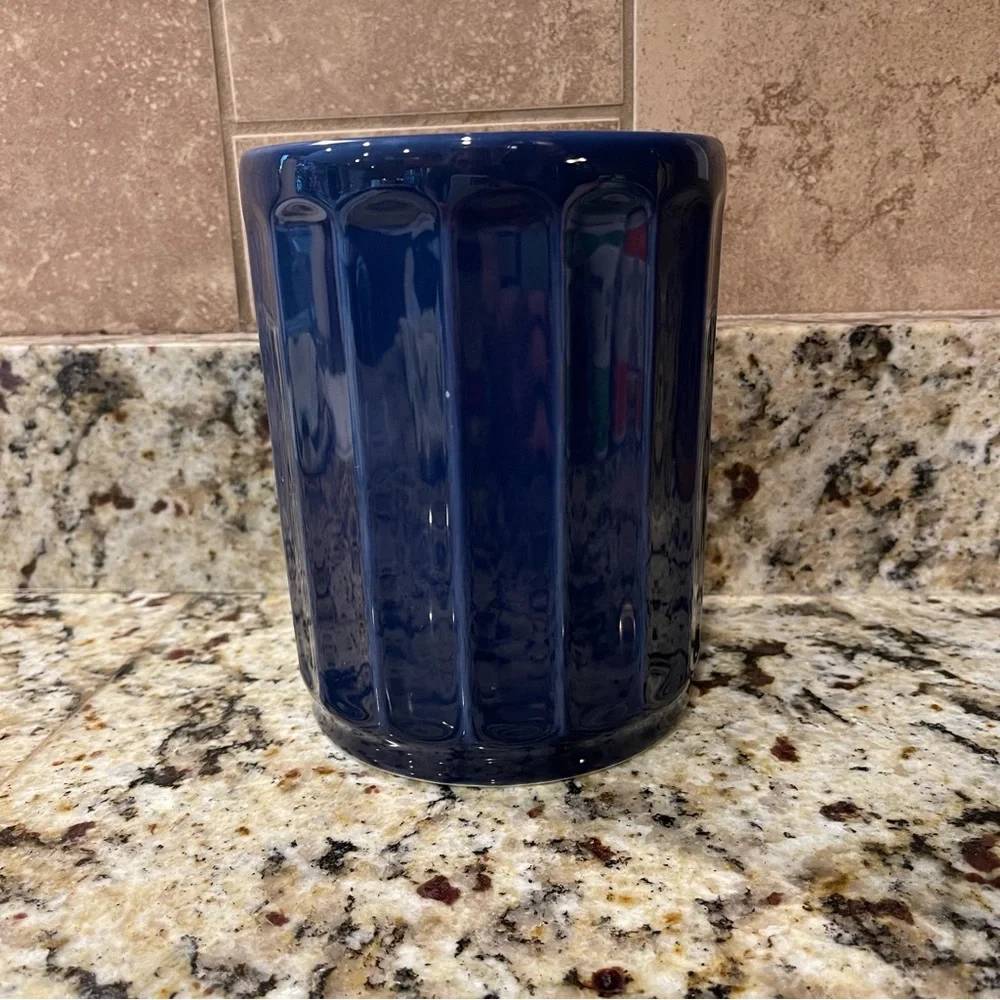 Sur La Table utensil crock, earthenware indigo navy blue